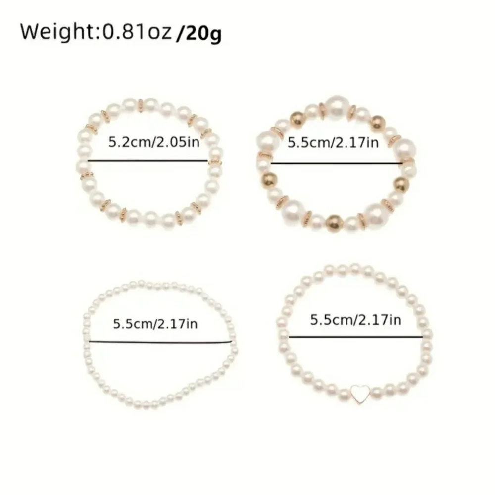 NEW 4-Pc Faux Pearls and Gold Bracelet Set - Picture 4 of 4